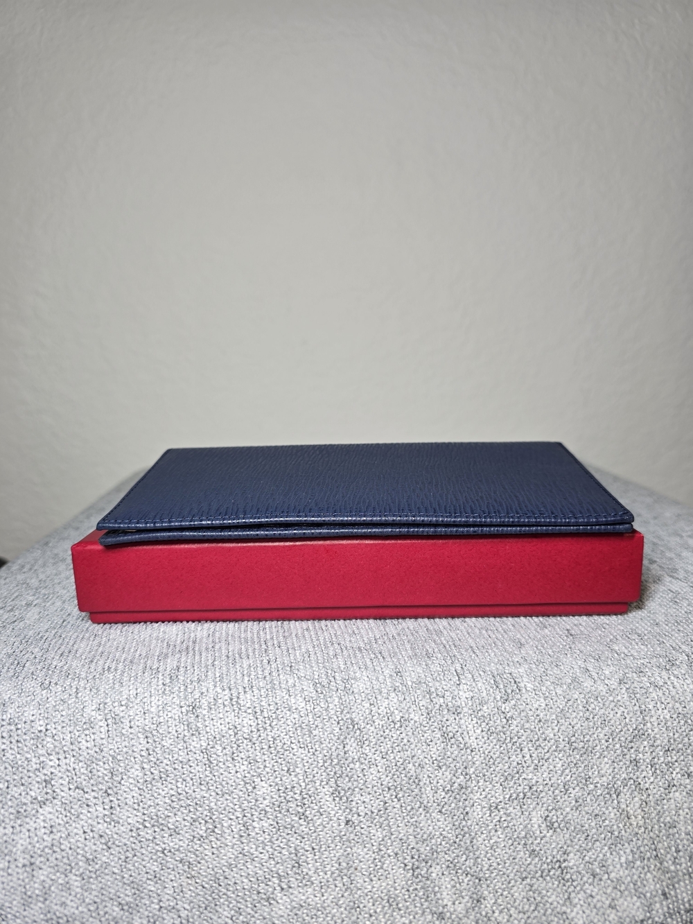 Salvatore Ferragamo Navy Textured Leather Long Card Holder with Silver Logo - Picture 8 of 13
